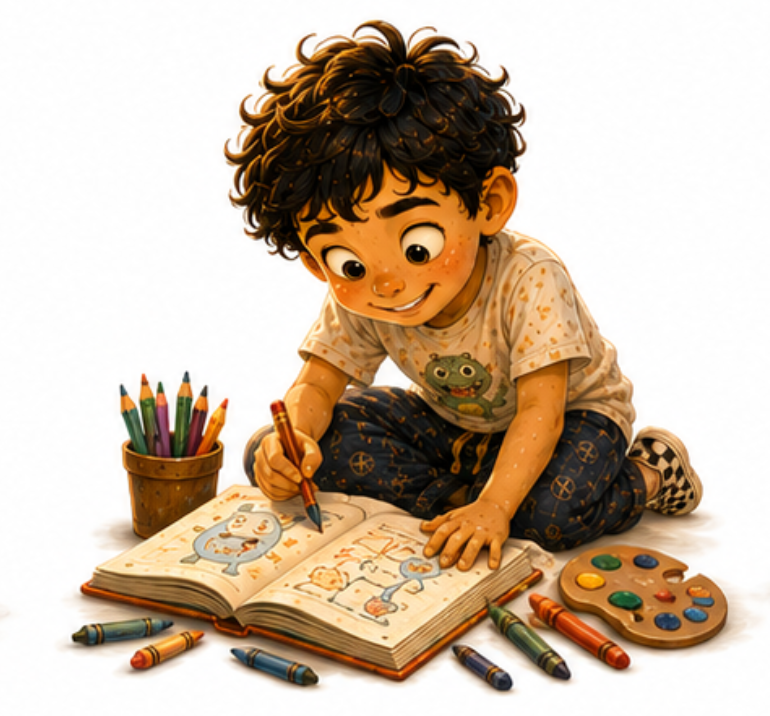 Luke reading and exploring